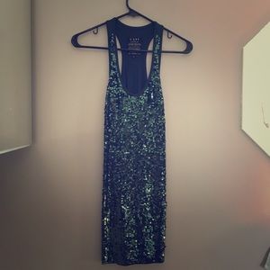 L’ART de River Island Green Sequin Tank Top/Dress